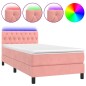 vidaXL Letto a Molle con Materasso e LED Rosa 90x200 cm in Velluto vidaXL Letto a Molle con Materasso e LED Rosa 90x200 cm in Velluto