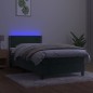 Letto a Molle con Materasso e LED Verde Scuro 100x200cm Velluto Letto a Molle con Materasso e LED Verde Scuro 100x200cm Velluto