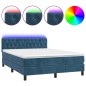 Letto a Molle con Materasso e LED Blu Scuro 140x190 cm Letto a Molle con Materasso e LED Blu Scuro 140x190 cm