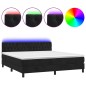 Letto a Molle con Materasso e LED Nero 180x200 cm in Velluto Letto a Molle con Materasso e LED Nero 180x200 cm in Velluto