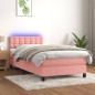 Letto a Molle con Materasso e LED Rosa 100x200 cm in Velluto Letto a Molle con Materasso e LED Rosa 100x200 cm in Velluto