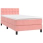 Letto a Molle con Materasso e LED Rosa 100x200 cm in Velluto Letto a Molle con Materasso e LED Rosa 100x200 cm in Velluto
