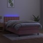 Letto a Molle con Materasso e LED Rosa 100x200 cm in Velluto Letto a Molle con Materasso e LED Rosa 100x200 cm in Velluto