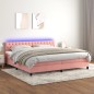 Letto a Molle con Materasso e LED Rosa 200x200 cm in Velluto Letto a Molle con Materasso e LED Rosa 200x200 cm in Velluto