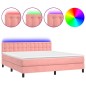 vidaXL Letto a Molle con Materasso e LED Rosa 180x200 cm in Velluto vidaXL Letto a Molle con Materasso e LED Rosa 180x200 cm in Velluto