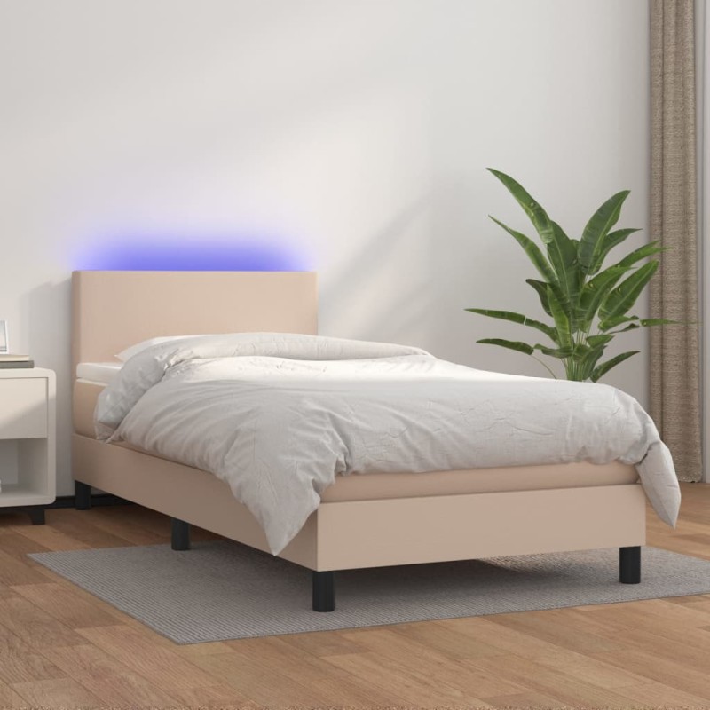 Giroletto Molle Materasso e LED Cappuccino 100x200cm Similpelle Giroletto Molle Materasso e LED Cappuccino 100x200cm Similpelle