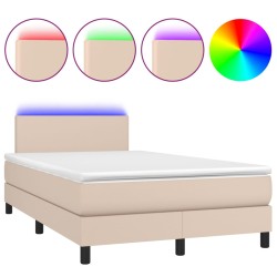 vidaXL Giroletto Molle Materasso e LED Cappuccino 120x200cm Similpelle
