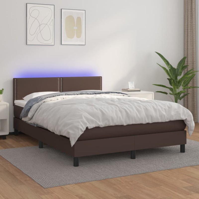 Giroletto Molle con Materasso e LED Marrone 140x200 cm Giroletto Molle con Materasso e LED Marrone 140x200 cm