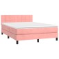 vidaXL Letto a Molle con Materasso e LED Rosa 140x190 cm in Velluto vidaXL Letto a Molle con Materasso e LED Rosa 140x190 cm in Velluto