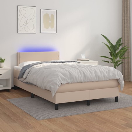 vidaXL Giroletto Molle Materasso e LED Cappuccino 120x200cm Similpelle