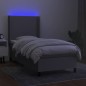 Letto a Molle Materasso e LED Grigio Chiaro 90x190 cm Tessuto Letto a Molle Materasso e LED Grigio Chiaro 90x190 cm Tessuto
