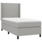 Letto a Molle Materasso e LED Grigio Chiaro 90x190 cm Tessuto Letto a Molle Materasso e LED Grigio Chiaro 90x190 cm Tessuto