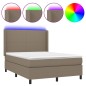 vidaXL Letto a Molle con Materasso e LED Tortora 140x200 cm in Tessuto 