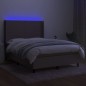 vidaXL Letto a Molle con Materasso e LED Tortora 140x200 cm in Tessuto 