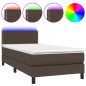 Giroletto Molle con Materasso e LED Marrone 80x200cm Similpelle Giroletto Molle con Materasso e LED Marrone 80x200cm Similpelle