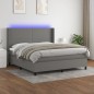 vidaXL Letto a Molle Materasso e LED Grigio Scuro 160x200cm in Tessuto vidaXL Letto a Molle Materasso e LED Grigio Scuro 160x200cm in Tessuto