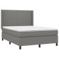 Letto a Molle Materasso e LED Grigio Scuro 140x190cm in Tessuto Letto a Molle Materasso e LED Grigio Scuro 140x190cm in Tessuto