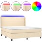 vidaXL Letto a Molle con Materasso e LED Crema 160x200 cm in Tessuto vidaXL Letto a Molle con Materasso e LED Crema 160x200 cm in Tessuto