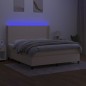 vidaXL Letto a Molle con Materasso e LED Crema 160x200 cm in Tessuto vidaXL Letto a Molle con Materasso e LED Crema 160x200 cm in Tessuto