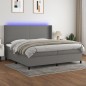 vidaXL Letto a Molle Materasso e LED Grigio Scuro 200x200cm in Tessuto vidaXL Letto a Molle Materasso e LED Grigio Scuro 200x200cm in Tessuto