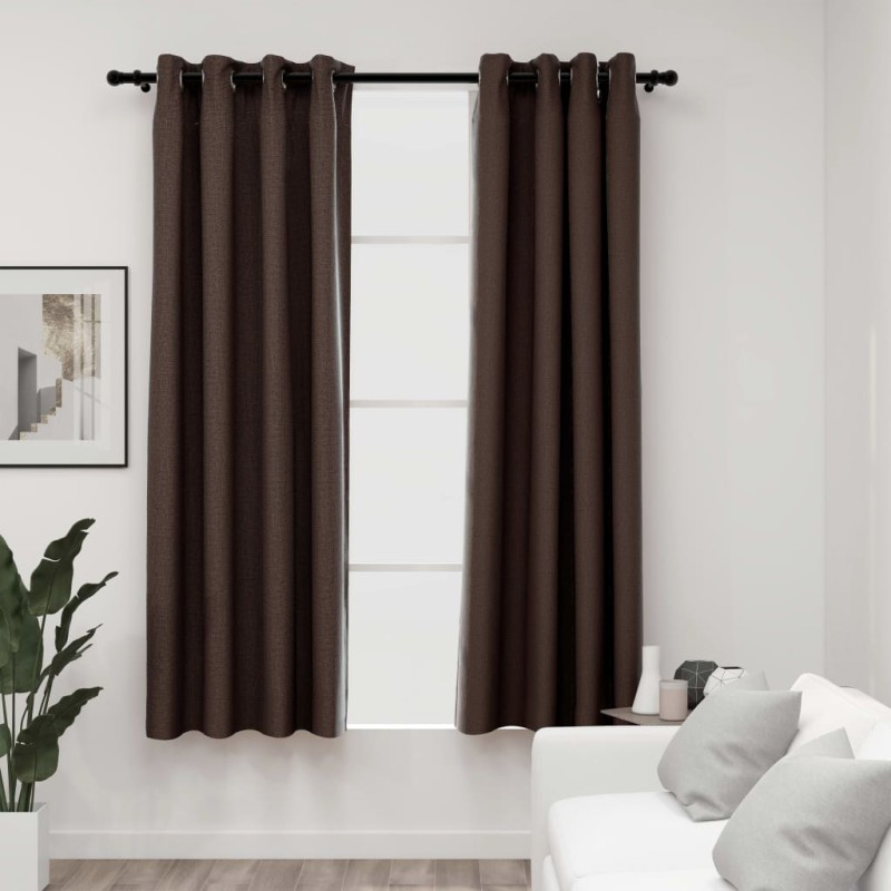 Tende Oscuranti Effetto Lino con Occhielli 2 pz Talpa 140x175cm Tende Oscuranti Effetto Lino con Occhielli 2 pz Talpa 140x175cm