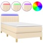 Letto a Molle con Materasso e LED Crema 100x200cm in Tessuto Letto a Molle con Materasso e LED Crema 100x200cm in Tessuto