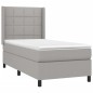 Letto a Molle Materasso e LED Grigio Chiaro 90x190 cm Tessuto Letto a Molle Materasso e LED Grigio Chiaro 90x190 cm Tessuto