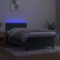 Letto a Molle con Materasso e LED Verde Scuro 80x200cm Velluto Letto a Molle con Materasso e LED Verde Scuro 80x200cm Velluto