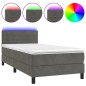 vidaXL Letto a Molle con Materasso e LED Grigio Scuro 90x200cm Velluto vidaXL Letto a Molle con Materasso e LED Grigio Scuro 90x200cm Velluto