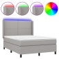 Letto a Molle Materasso e LED Grigio Chiaro 140x200 cm Tessuto Letto a Molle Materasso e LED Grigio Chiaro 140x200 cm Tessuto