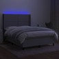 Letto a Molle Materasso e LED Grigio Chiaro 140x200 cm Tessuto Letto a Molle Materasso e LED Grigio Chiaro 140x200 cm Tessuto