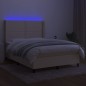 Letto a Molle con Materasso e LED Crema 140x200 cm in Tessuto Letto a Molle con Materasso e LED Crema 140x200 cm in Tessuto