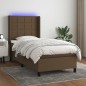 vidaXL Letto a Molle Materasso e LED Marrone Scuro 90x200cm in Tessuto vidaXL Letto a Molle Materasso e LED Marrone Scuro 90x200cm in Tessuto