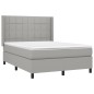 vidaXL Letto a Molle Materasso e LED Grigio Chiaro 140x200 cm Tessuto