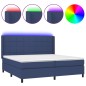 Letto a Molle Materasso e LED Blu 200x200cm in Tessuto Letto a Molle Materasso e LED Blu 200x200cm in Tessuto