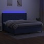 Letto a Molle Materasso e LED Blu 200x200cm in Tessuto Letto a Molle Materasso e LED Blu 200x200cm in Tessuto