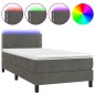 Letto a Molle con Materasso e LED Grigio Scuro 90x200cm Velluto Letto a Molle con Materasso e LED Grigio Scuro 90x200cm Velluto