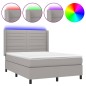 Letto a Molle Materasso e LED Grigio Chiaro 140x190 cm Tessuto Letto a Molle Materasso e LED Grigio Chiaro 140x190 cm Tessuto
