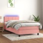 vidaXL Letto a Molle con Materasso e LED Rosa 100x200 cm in Velluto vidaXL Letto a Molle con Materasso e LED Rosa 100x200 cm in Velluto