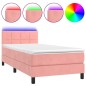 vidaXL Letto a Molle con Materasso e LED Rosa 100x200 cm in Velluto vidaXL Letto a Molle con Materasso e LED Rosa 100x200 cm in Velluto