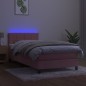 vidaXL Letto a Molle con Materasso e LED Rosa 100x200 cm in Velluto vidaXL Letto a Molle con Materasso e LED Rosa 100x200 cm in Velluto