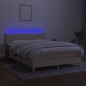 Letto a Molle con Materasso e LED Crema 140x200 cm in Tessuto Letto a Molle con Materasso e LED Crema 140x200 cm in Tessuto