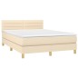 Letto a Molle con Materasso e LED Crema 140x200 cm in Tessuto Letto a Molle con Materasso e LED Crema 140x200 cm in Tessuto