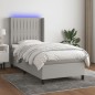 vidaXL Letto a Molle Materasso e LED Grigio Chiaro 90x200 cm Tessuto vidaXL Letto a Molle Materasso e LED Grigio Chiaro 90x200 cm Tessuto