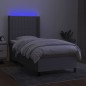 vidaXL Letto a Molle Materasso e LED Grigio Chiaro 90x200 cm Tessuto vidaXL Letto a Molle Materasso e LED Grigio Chiaro 90x200 cm Tessuto