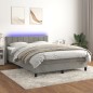 Letto a Molle Materasso e LED Grigio Chiaro 140x190 cm Velluto Letto a Molle Materasso e LED Grigio Chiaro 140x190 cm Velluto