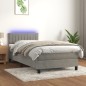 Letto a Molle Materasso e LED Grigio Chiaro 90x200 cm Velluto Letto a Molle Materasso e LED Grigio Chiaro 90x200 cm Velluto