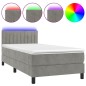 Letto a Molle Materasso e LED Grigio Chiaro 90x200 cm Velluto Letto a Molle Materasso e LED Grigio Chiaro 90x200 cm Velluto