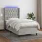 Letto a Molle Materasso e LED Grigio Chiaro 100x200 cm Tessuto Letto a Molle Materasso e LED Grigio Chiaro 100x200 cm Tessuto