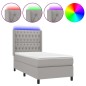 Letto a Molle Materasso e LED Grigio Chiaro 100x200 cm Tessuto Letto a Molle Materasso e LED Grigio Chiaro 100x200 cm Tessuto